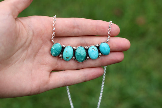 The White Water turquoise 5 Stone necklace